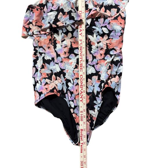 Time And Tru Bathing Suit 1X Multicolor Floral One Piece Women's Summer Beach - Picture 8 of 10